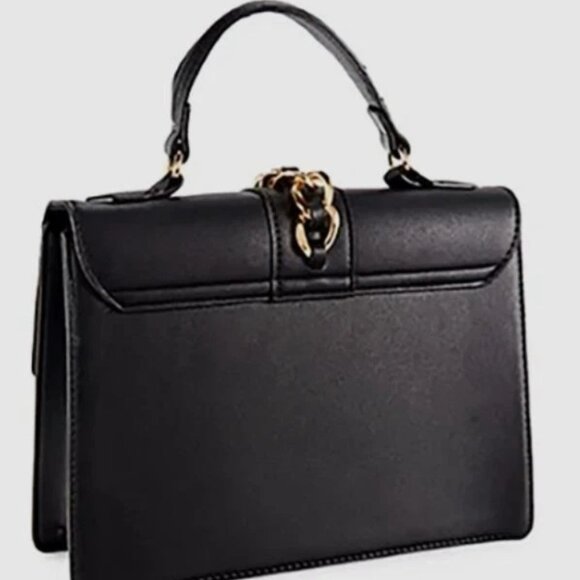 Badgley Mischka NWT monogram Bag black gold hardware studs Vegan leather - Picture 10 of 15